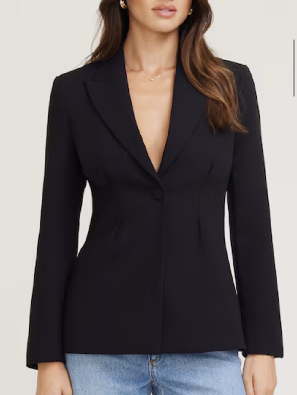 Dynamite Black Single-Button Tailored Blazer
